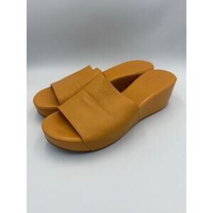 Garnet Hill Yellow Leather Wedge Sandal Made in Italy‎ 11